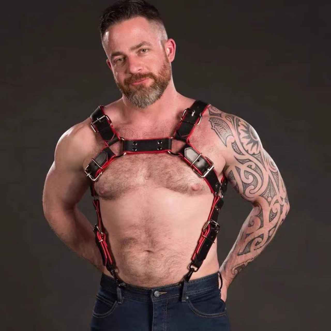 Adjustable Leather Chest Harness