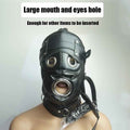 Leather Hood with a handy Removable Dildo Ball Gag
