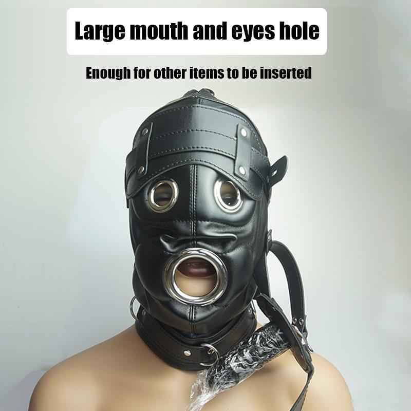Leather Hood with a handy Removable Dildo Ball Gag