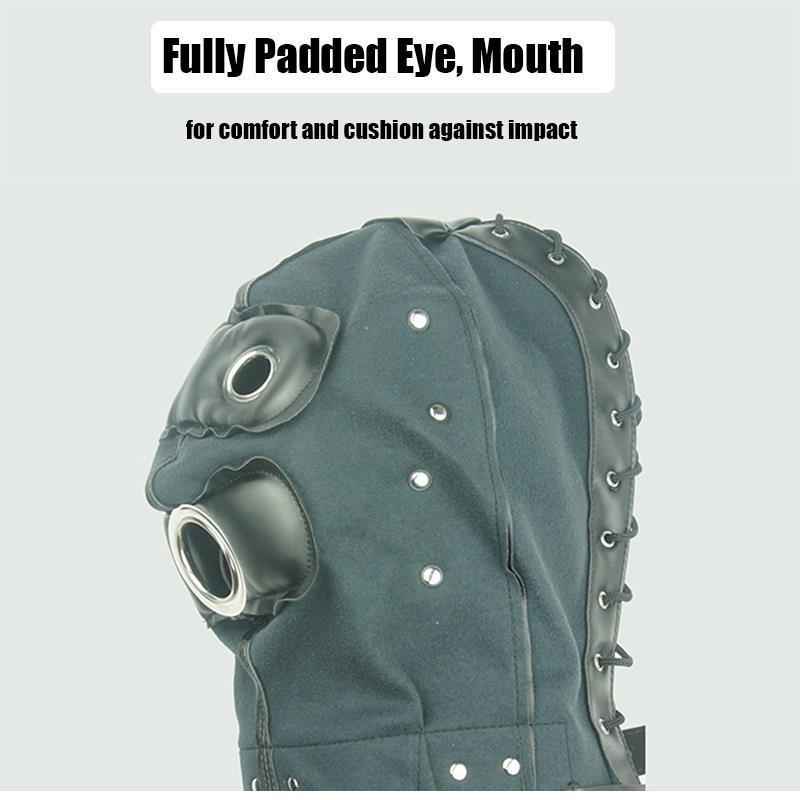 Leather Hood with a handy Removable Dildo Ball Gag