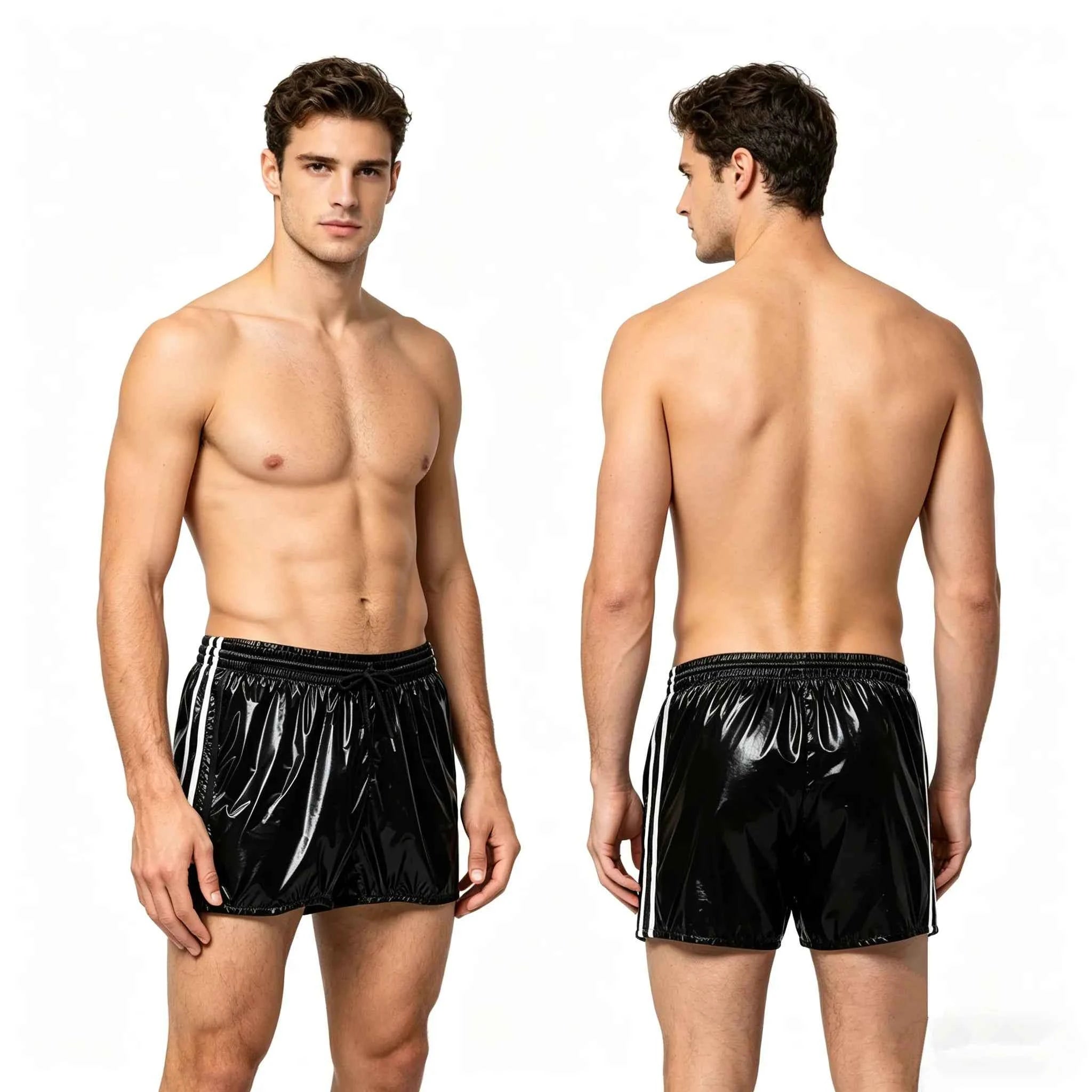 Wet look pvc footy shorts