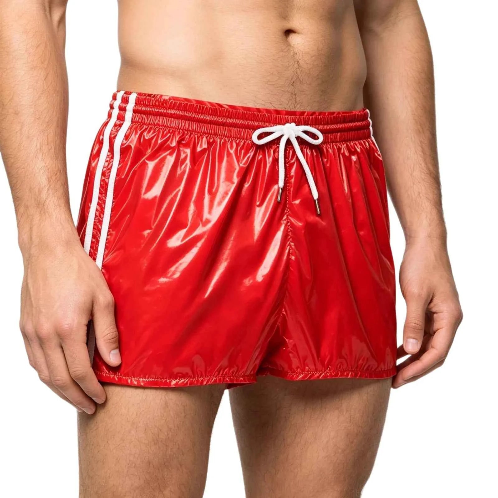 Wet look pvc footy shorts