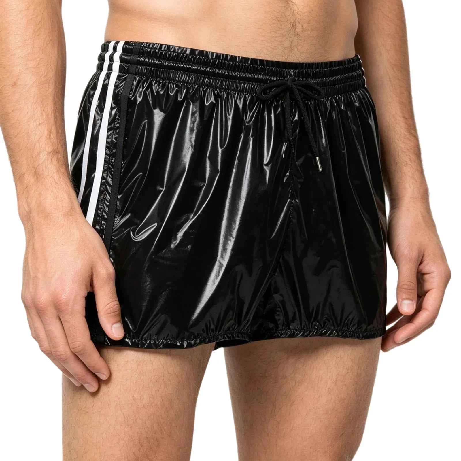 Wet look pvc footy shorts