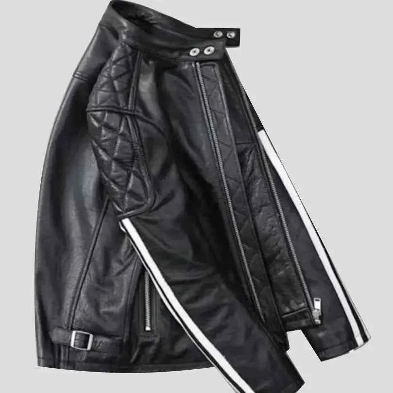 Men’s Black Quilted Leather Motorcycle Jacket