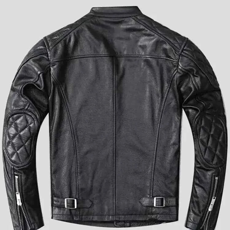 Men’s Black Quilted Leather Motorcycle Jacket