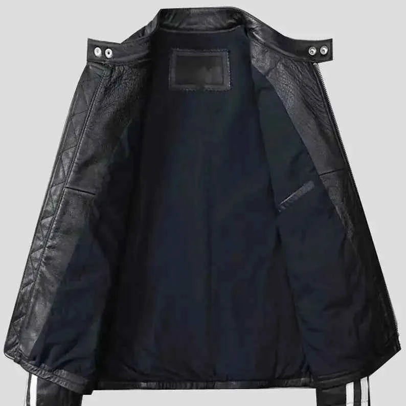 Men’s Black Quilted Leather Motorcycle Jacket